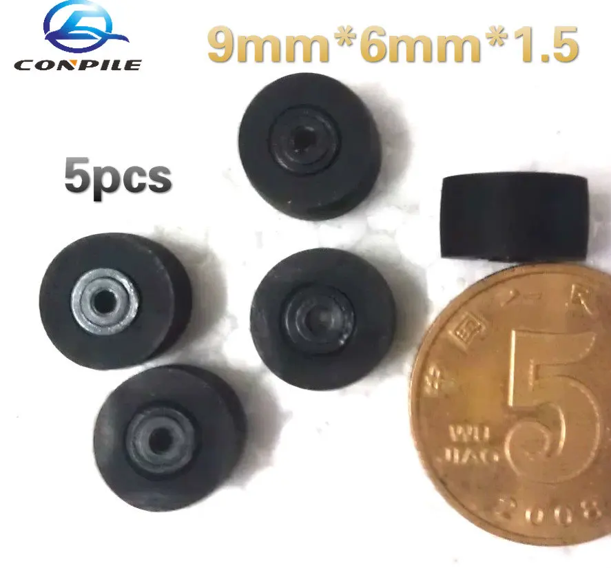 5pcs 9mm*6mm*1.5 wheel belt pulley rubber audio  pinch roller for vintage cassette deck tape recorder Stereo player