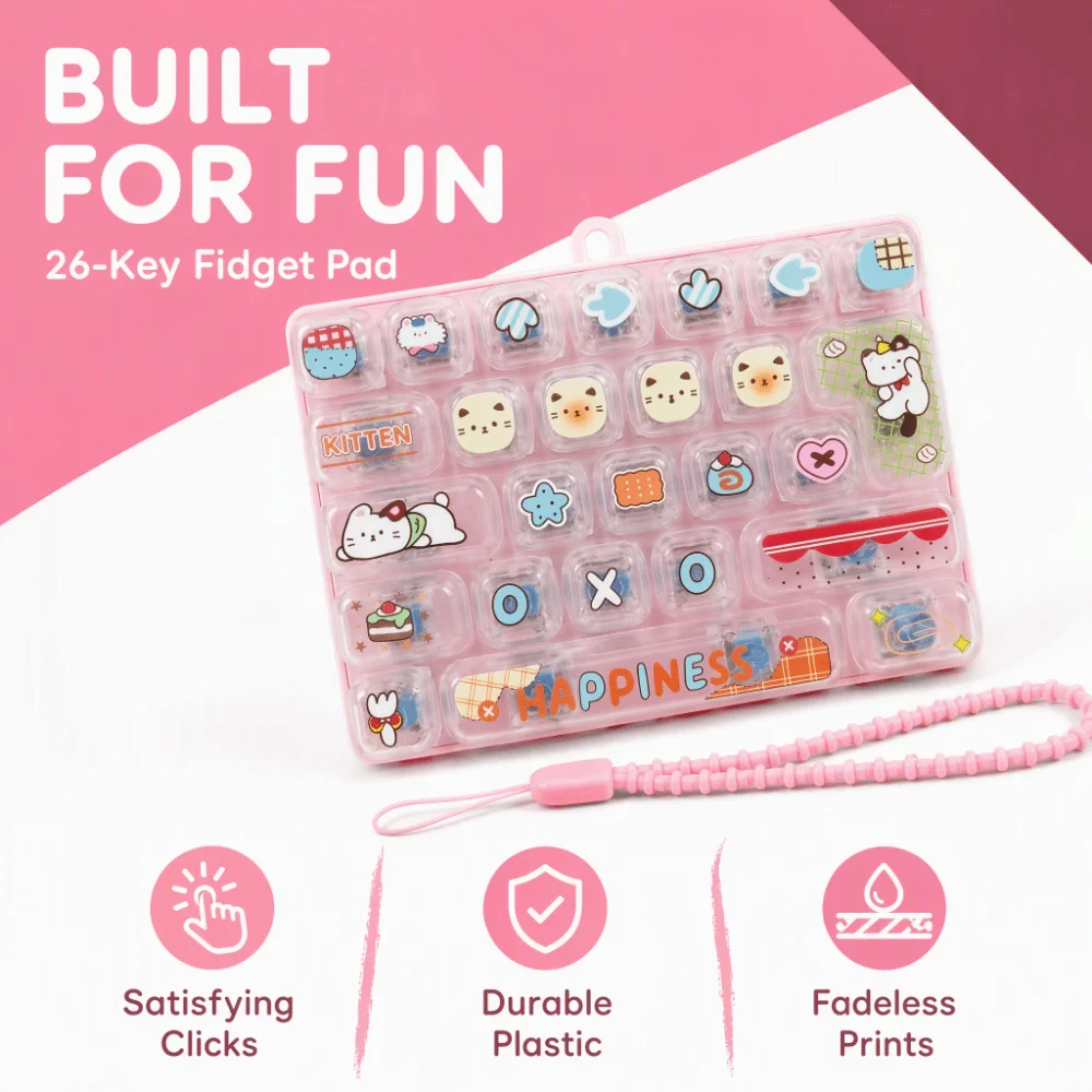 Animal Theme 26 Keys Keyboard Keychain Pressable Keys Plastic Mechanical Keyboard Clear Key Sounds Transparency