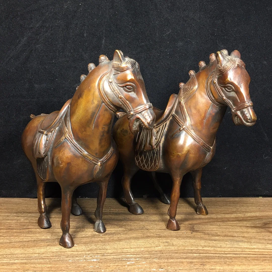 A pair of Exquisite Appearance and Exquisite Craftsmanship of Pure Copper Tang Horse Ornaments for Home Crafts