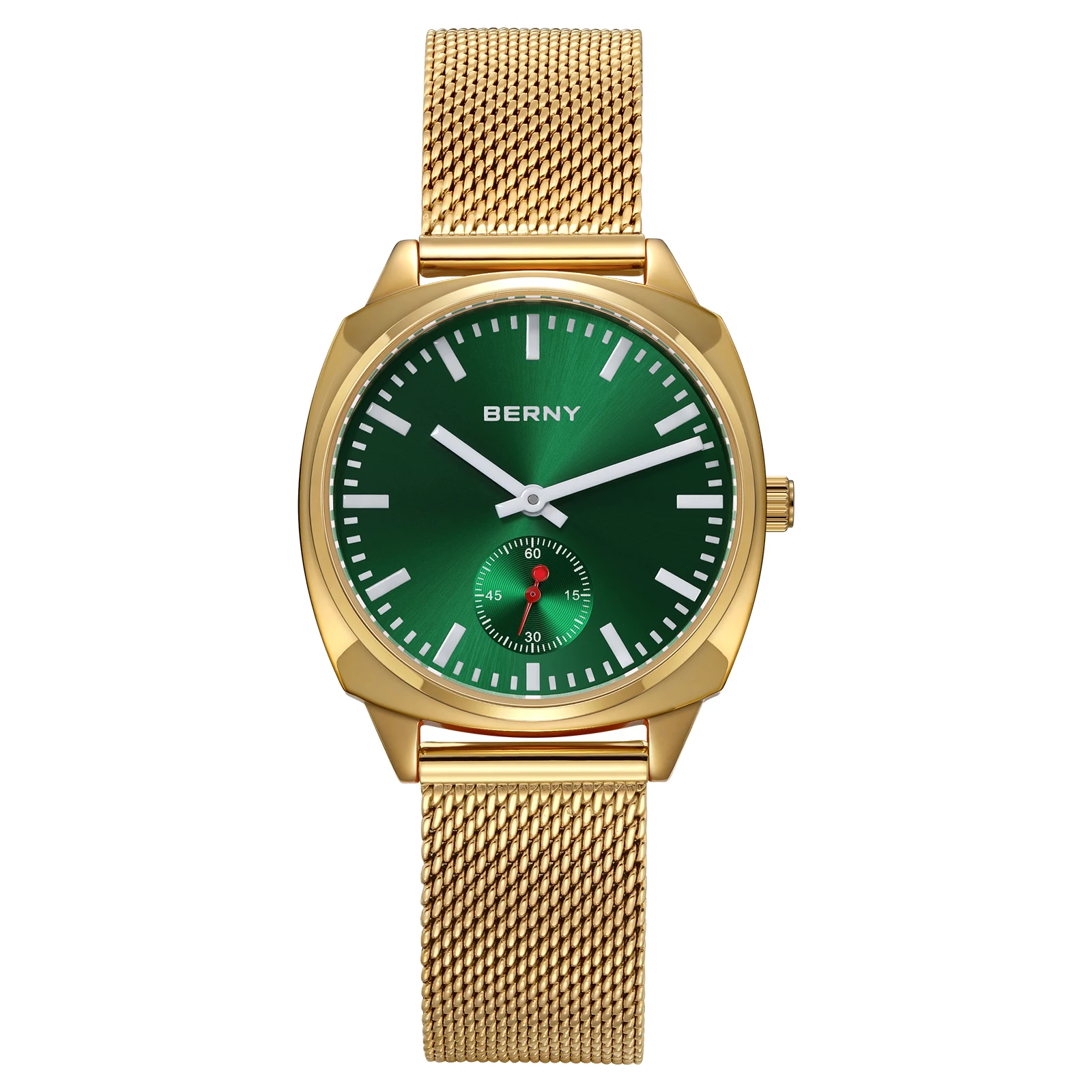 

Золотые часы BERNY для женщин, кварцевые женские часы, простые универсальные наручные часы с простым циферблатом, водонепроницаемые железнодорожные женские часы для отдыха