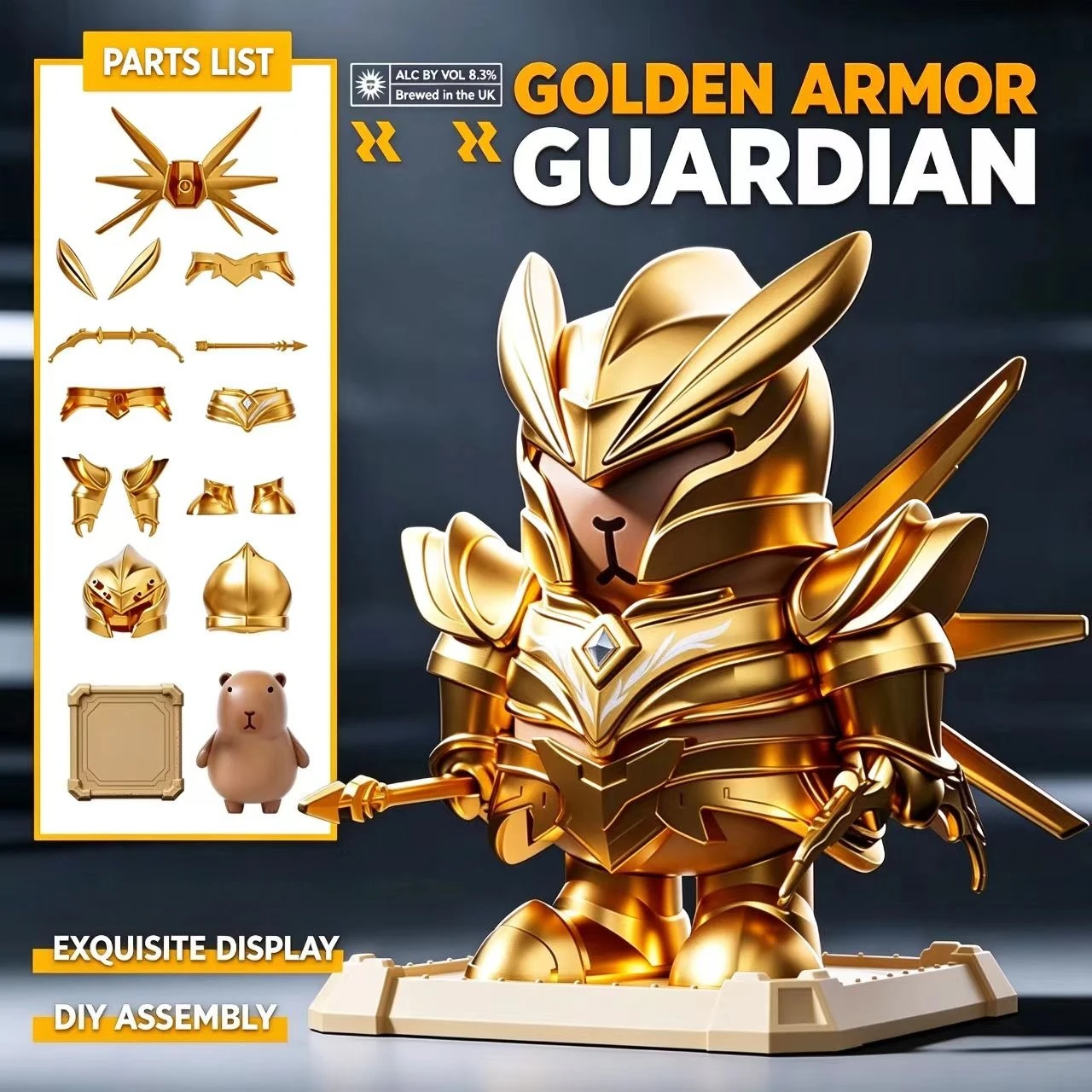 New Capybara Golden Armor Magnetic Toy Chibi Mecha Figure Diy Assembled Cartoon Desktop Ornament Trendy Collectible Gifts