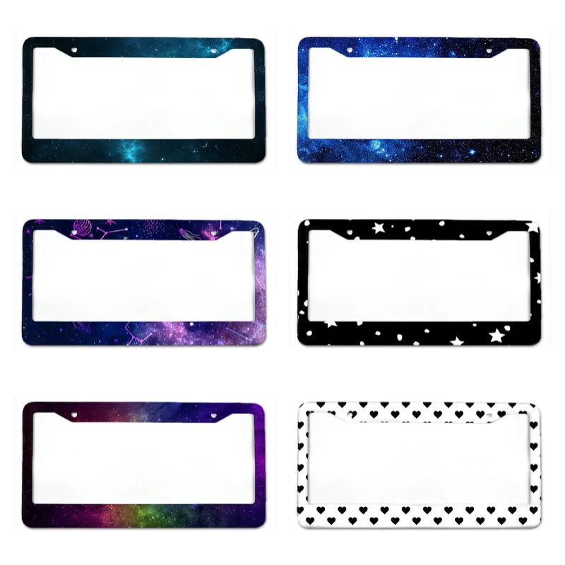 Starry Sky Pattern American Standard Aluminum Alloy Car License Plate Cover Car Accessories Waterproof License Plate Cover