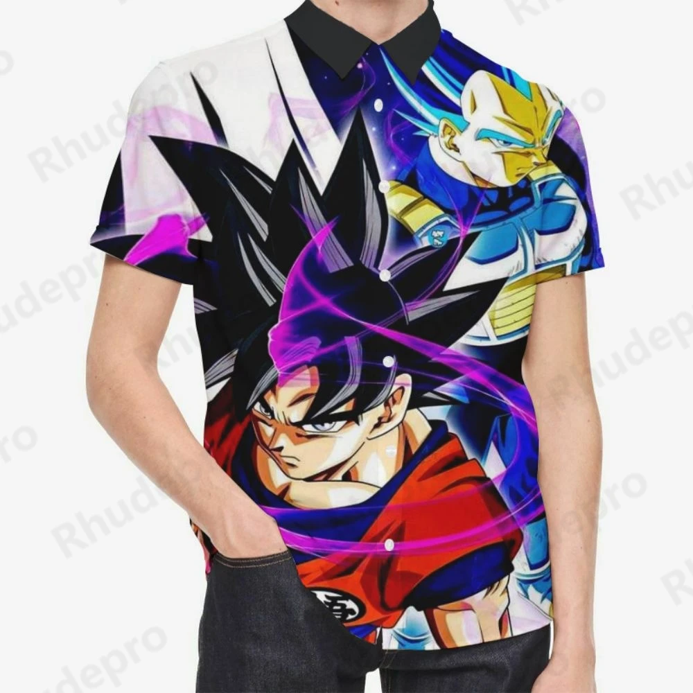 2024 Dragon Ball Z Social Shirt Harajuku Men's Original Shirts Summer Male Clothes Fashion Blouse Oversized High Quality Vegeta