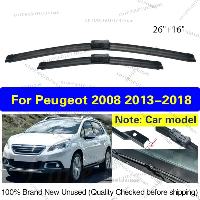 

For Peugeot 2008 2013 2014 2015 2016 2017 2018 Car Wiper LHD Front Wiper Blades Windshield Windscreen Window Rain Brush 26"+16"