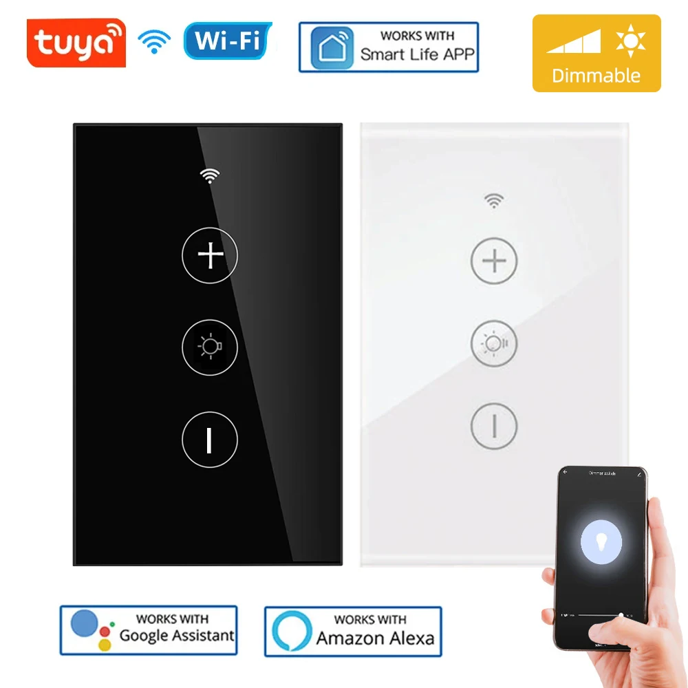 Tuya-vida inteligente LED interruptor dimmer, Wi-Fi, luzes domésticas remotas, escurecimento interruptores de toque, controle de voz, Alexa, Google