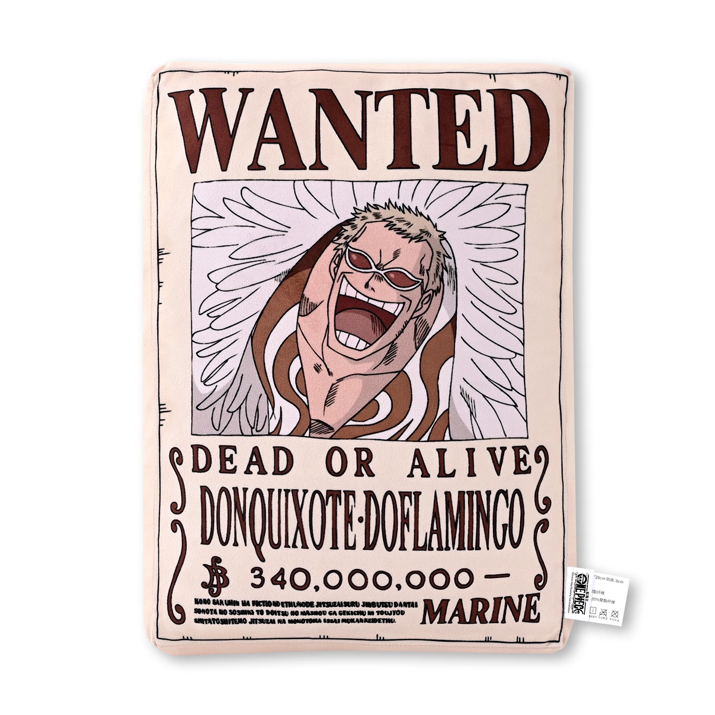 1 stuk officieel One Piece Wanted Poster kussen, dubbelzijdig anime sierkussen voor thuis, bank, kantoor, slaapkamer, collectie cadeau.