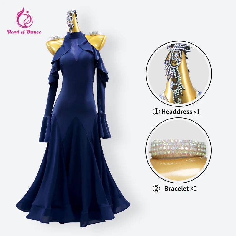 Modern Dance Stadium Dress Long Sleeve Clothing Standard Waltz Stage Suit Female Costume Girls 2025 Womens Wedding Party Outfits