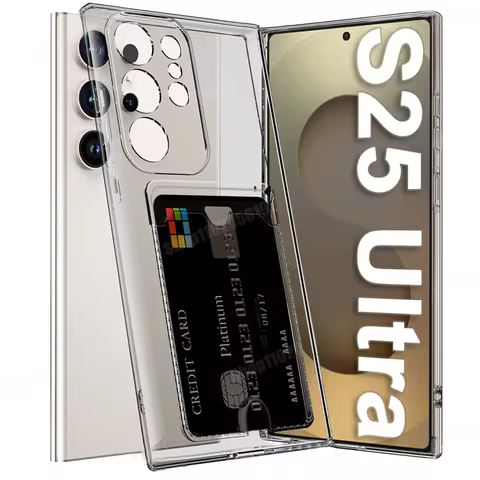 Transparent Shockproof Case For Samsung S25 Ultra Funda For Samsung S24 Ultra S23 S22 S21 S20 FE Card Slot Wallet Phone Cover