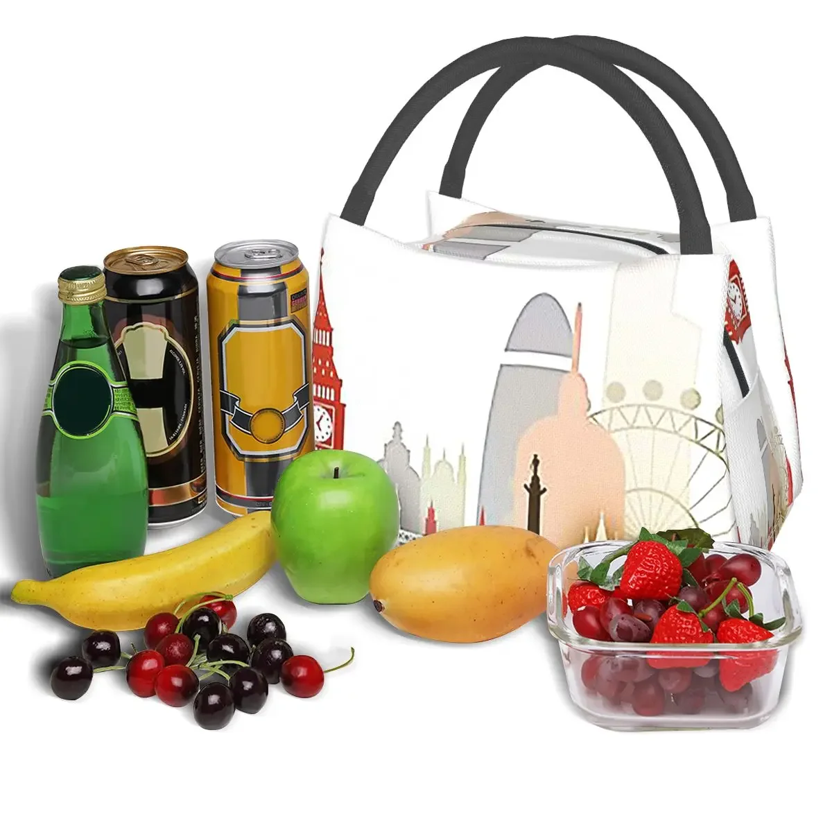 حقائب غداء لندن معزولة بينتو صندوق غداء محمول حقائب نزهة حقيبة حرارية مبرد للنساء والفتيات