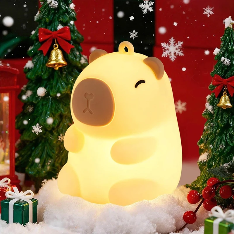 

Capybara Cute Night Light, Squishy Lamp Gifts Toys, Rechargeable LED Dimmable Silicone Nightlight for Kids