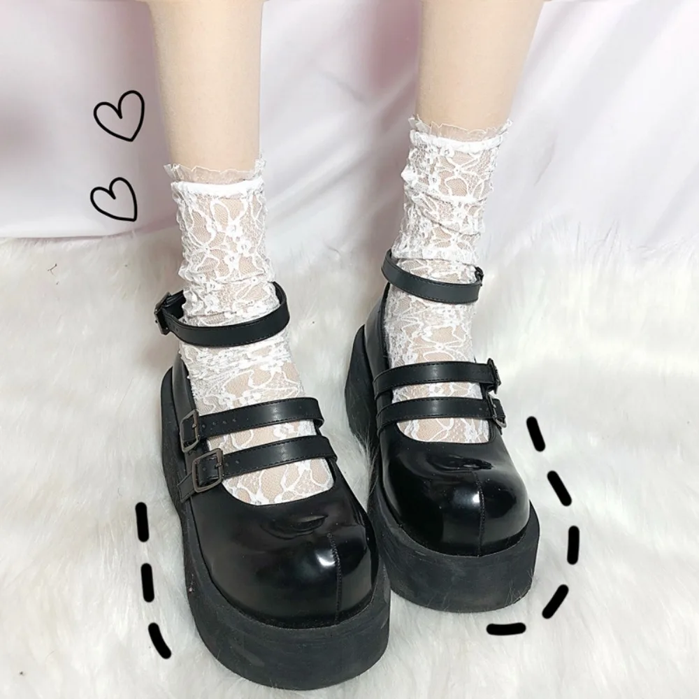 Style JK Floral Harajuku Socks Breathable Soft Mesh Fishnet Socks Transparent Lace Pile Socks Women's