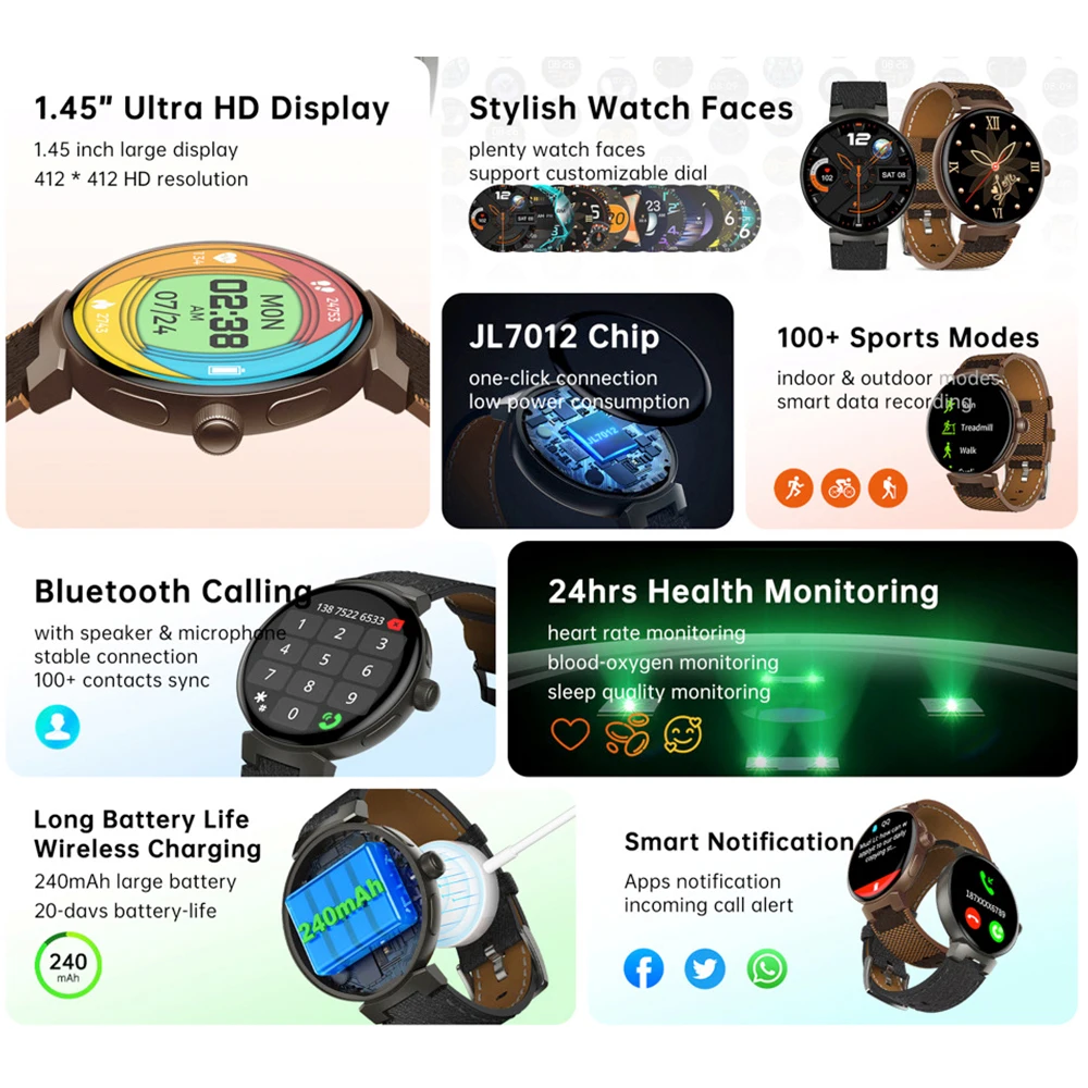 Blue Tooth Call Smartwatch Health Tracker Multiple Sports Mode NFC Information Reminder Taking Smart Watches Men Women Heartrate