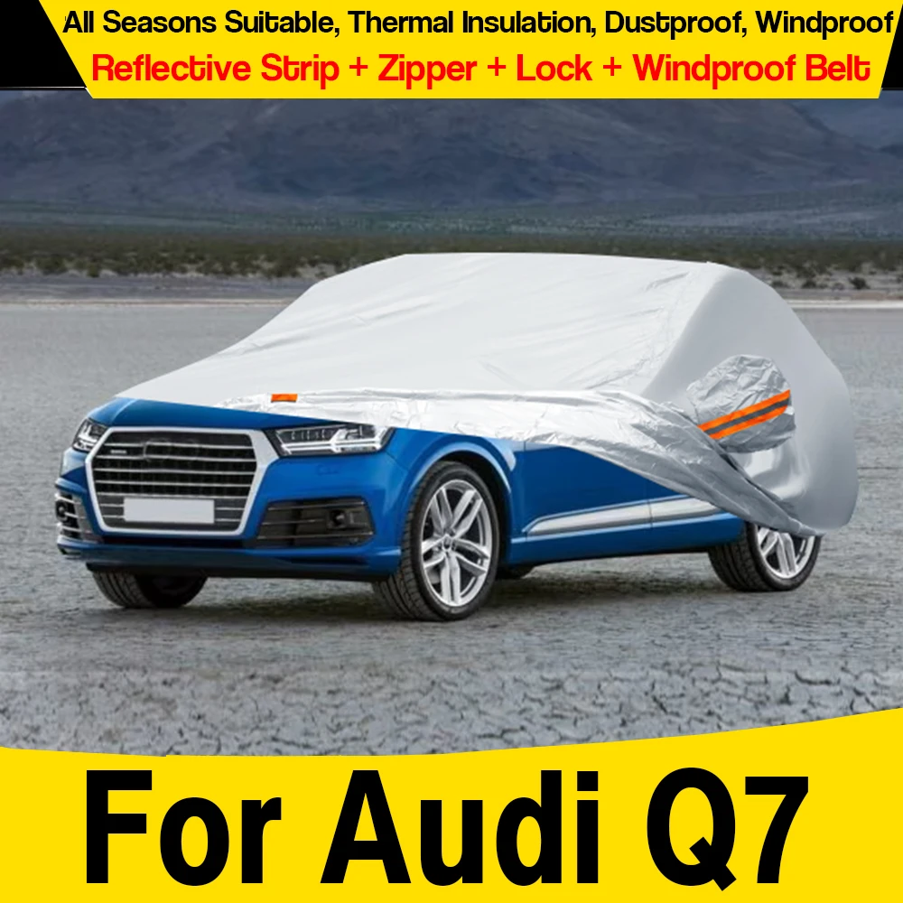 Full Car Cover For Audi Q7 2006-2025 SUV Outdoor Sun Rain Snow Wind Protection Cover All Weather Suitable