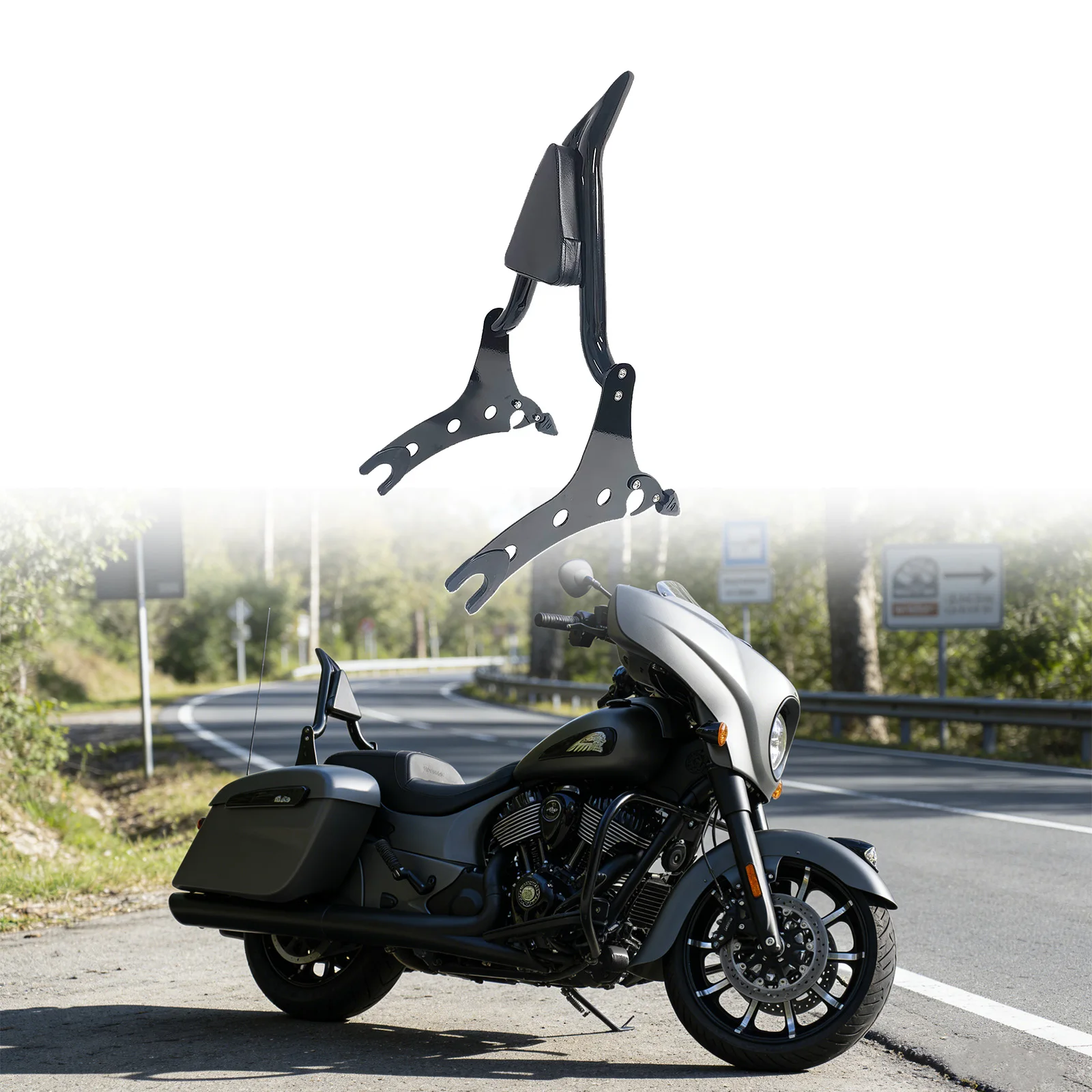 

Motorcycle Sissy Bar Backrest With Luggage Rack For Indian Chieftain Pursuit Roadmaster Springfield Challenger Elite 2014-2025