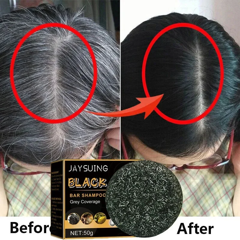 

White Hair Dye Shampoo Soap Restore Gray Beard Hair Natural Color White To Black Repair Darken Hair Fixing Shampoo Bar for Women