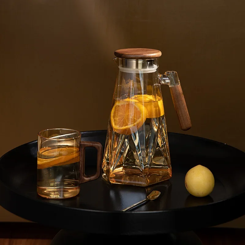 Large-capacity transparent glass cold kettle set, suitable for commercial and household use, fashionable and simple