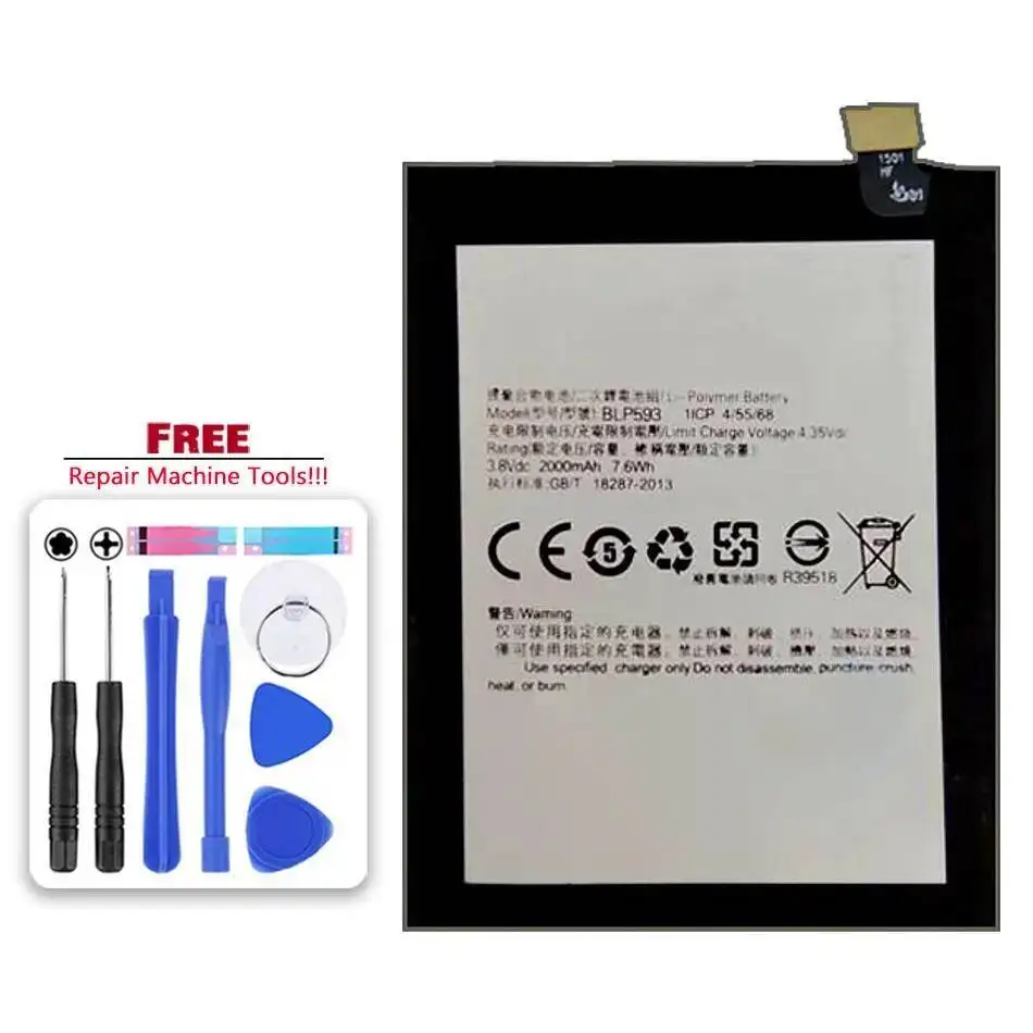 

Аккумулятор мобильного телефона для Oppo Neo 5 A31 A31C A31T A31U U3 6607 X907 BLP593 Надежная замена 2000 мАч