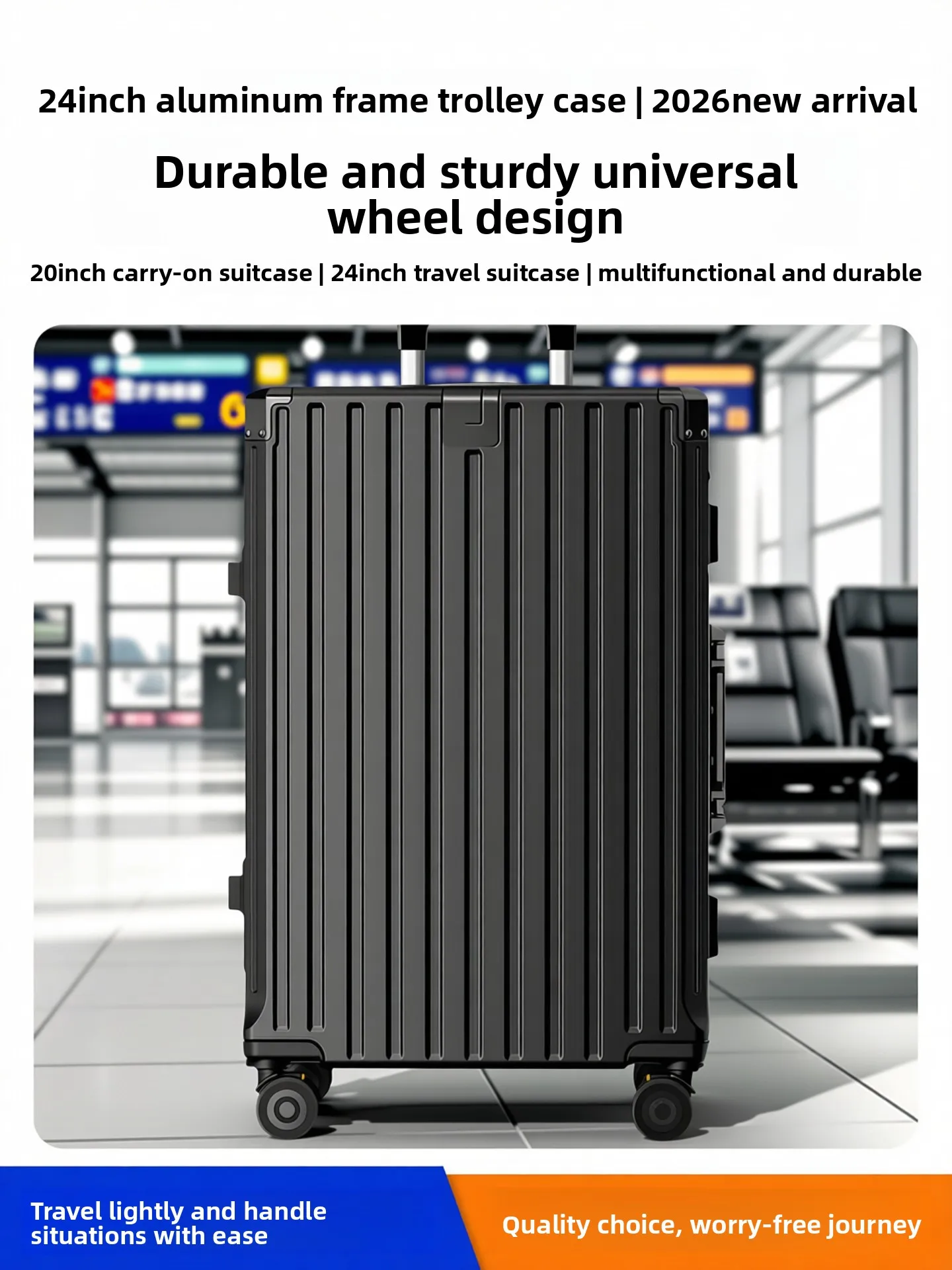 

Durable Aluminum Frame Luggage Bag 24 Inch Travel Suitcase Thickened Password Lock Hand Pull Universal Wheel for Men And Women