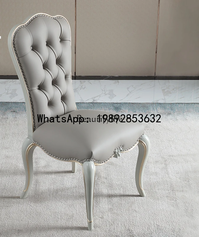 QQ French light luxury all solid wood dining table rectangular household beech European dining table