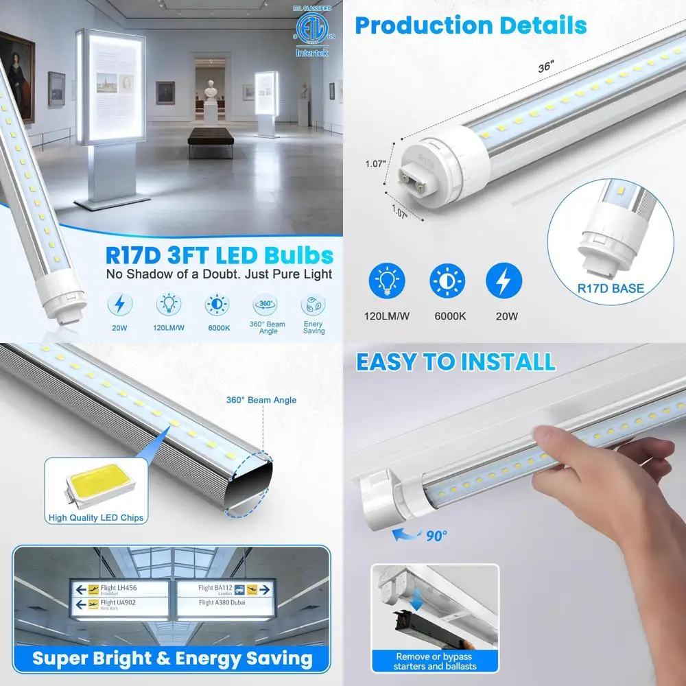 

Уличные светодиодные трубки 6000K, холодный белый свет, прозрачный корпус, 4 шт. в упаковке, для цоколей T8 T10 T12 3T 24W R17D/HO, подходят для двустороннего освещения.