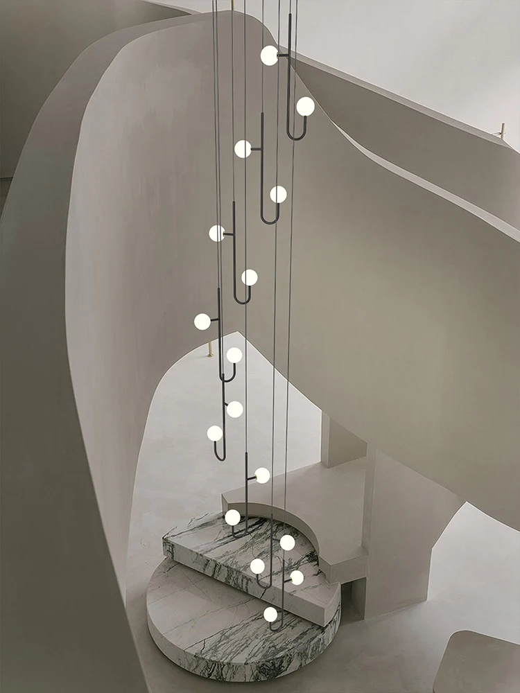 Modern Revolving Staircase Chandelier Design LED Ceiling Chandelier Suitable for Ceiling Lighting Creative Hanging Pendant