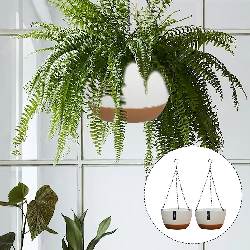 

2 Sets Hanging Flower Baskets for Indoor Outdoor Plants Plastic Planter Storage Holder Garden Decor Balcony Flowerpot Container