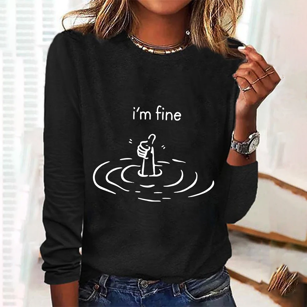 

Designer Women's T-shirts Fall/winter Fashion Letter Print Long Sleeves T shirt Simple Personality Pullover Women Clothing Tops