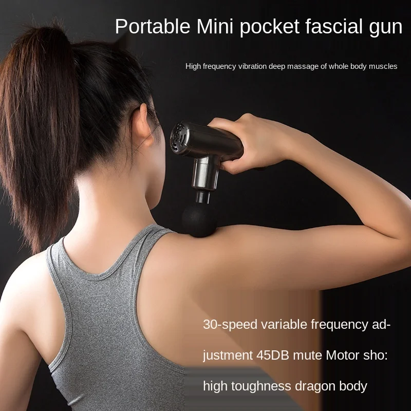 

Mini portable rechargeable electric fascia gun deep muscle vibration massage gun fitness weight loss massager