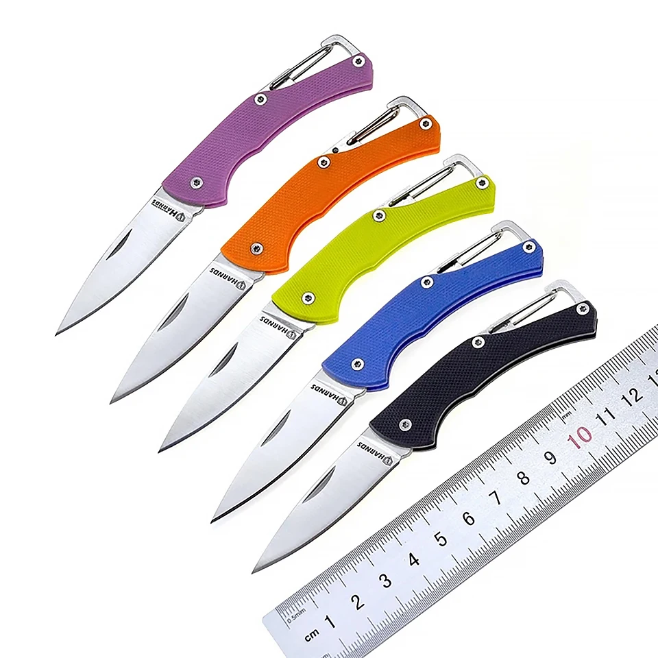 HARNDS CK1101 Lark Folding Knife 8Cr14MoV Blade G10 Handle Cutting Tool Mini Pocket Keychain Knife EDC Multitools With CaraBiner