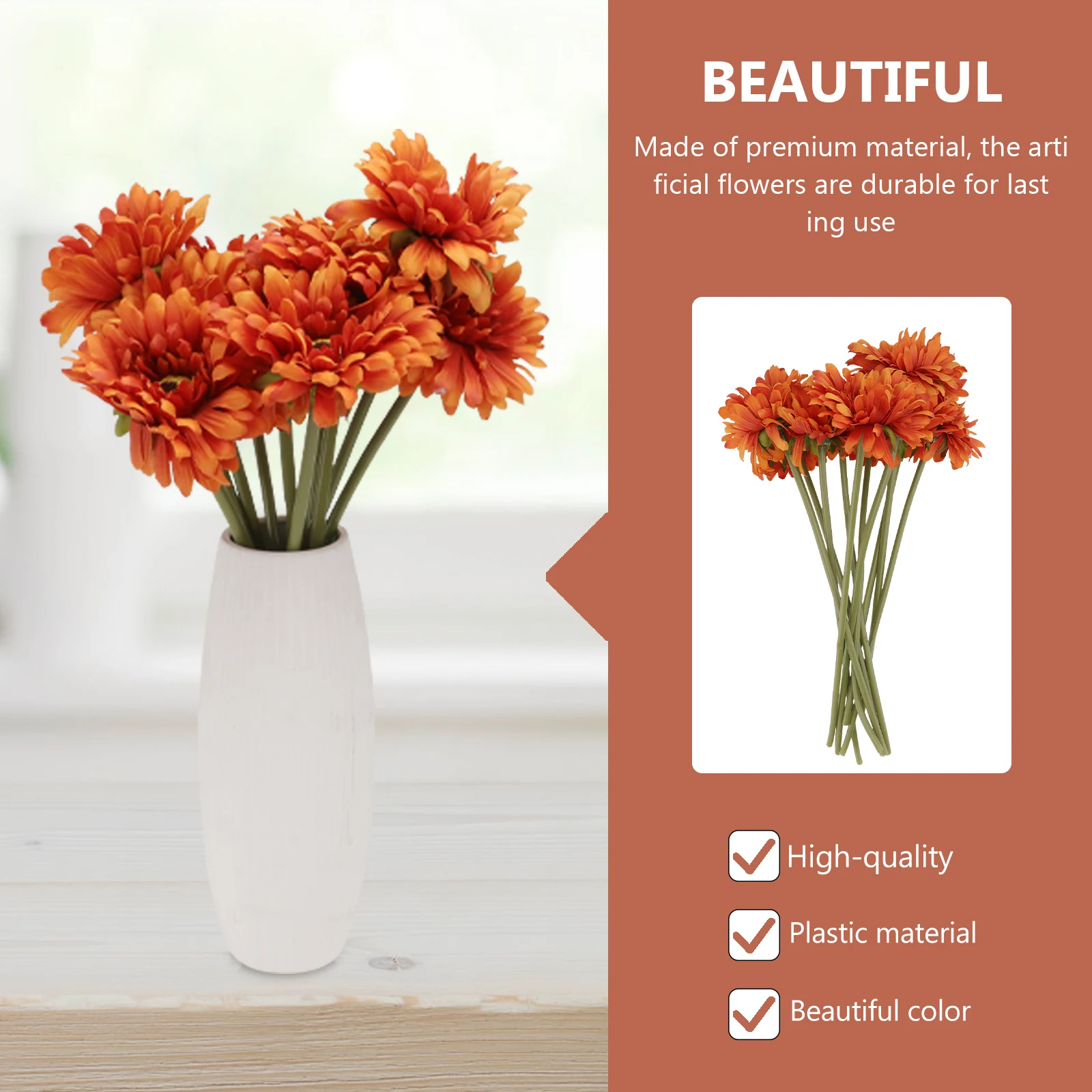 

10 Pcs Artificial Bouquet Faux Florals Stems Flowers Chrysanthemum Branches for Decoration