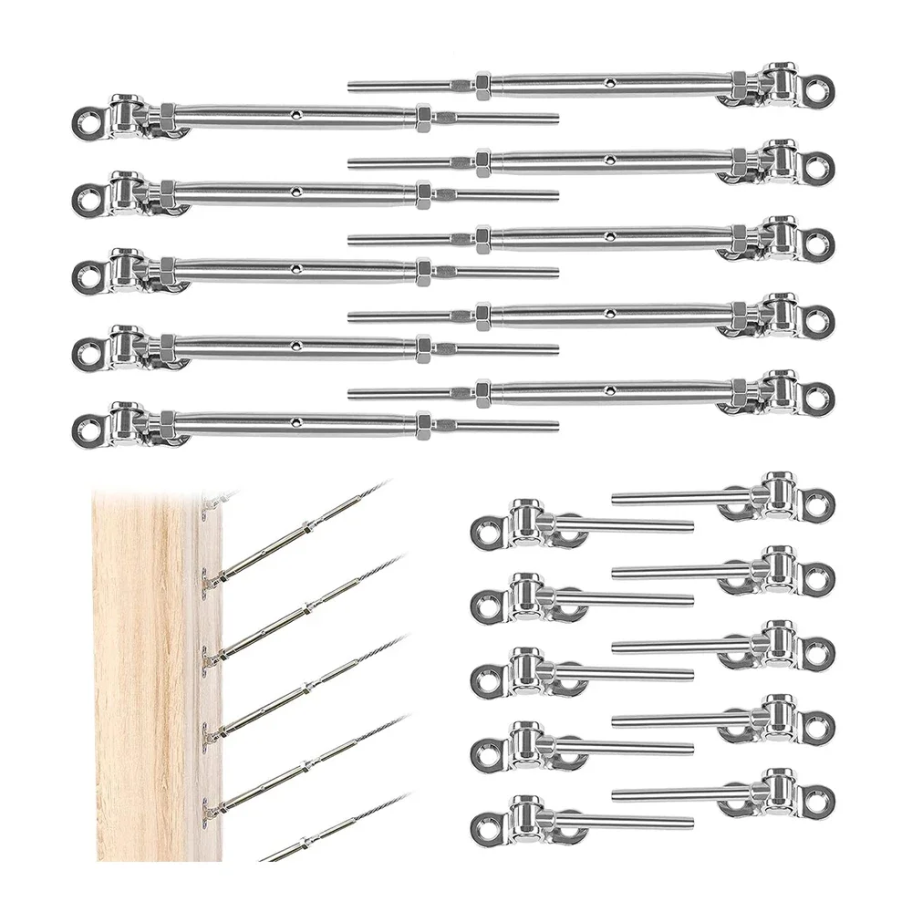 10 Pairs Cable Railing Kit T316 Stainless Steel 1/8