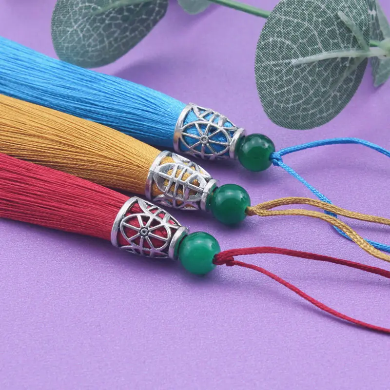 3/6/12Pcs/Pack 8.9cm/3.5inch Metal Beads Silk Tassel For Decoration Curtain Craft DIY Earring Hat Handmade Accessories Material