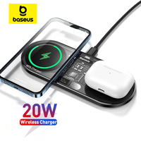 Baseus 20W Dual Wireless Chargers for iPhone 15 14 Airpod Pro Fast Qi Wireless Charger for Samsung Xiaomi 12 Pro Charging Pad