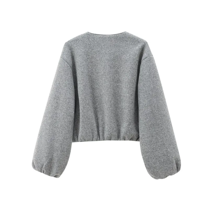 2026 Fashion New Spring Autumn Loose Women's Clothing Round Neck Zipper Spliced Versatile Texture Bomber Short Jacket Coat Tops
