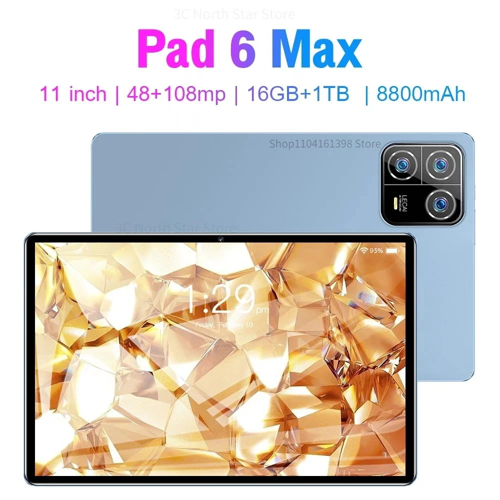 2025 Tablet Pad 6 Pro Max 16GB+1024GB 11 Inch LCD Screen Windows Tablet Android Tablet Pc 5G WiFi Tablets Snapdragon8 gen2