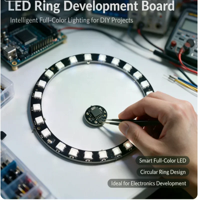 1/8/12/16/24 Bit WS2812 RGB Light Ring Development Board 5050 Smart Full-Colour RGB LED Learning Module DC4-7V