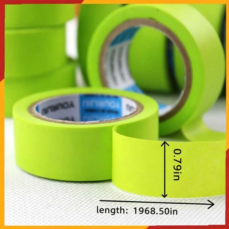 2 Rolls Masking Washi Tape, 0.79in x 1968.50in, Low Tack Easy Peel No Residue, for Car Painting, Wall Painting, DIY Crafts