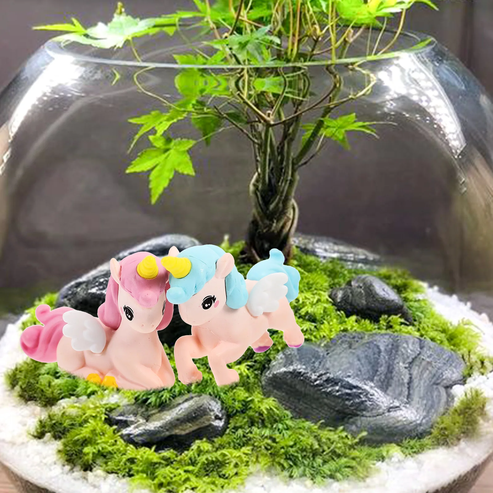 

8pcs Mini Unicorn Resin Cute Decorations For Cake Cupcake Bonsai Garden Micro Landscape Decoration Unicorn Statues Accessories