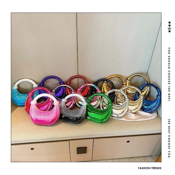 

Акриловая золотистая и серебряная сумка Moon Ape для украшения дома, сумка с двойным узлом, дизайнерская ручная кладь для женщин, винтажная американская сумка