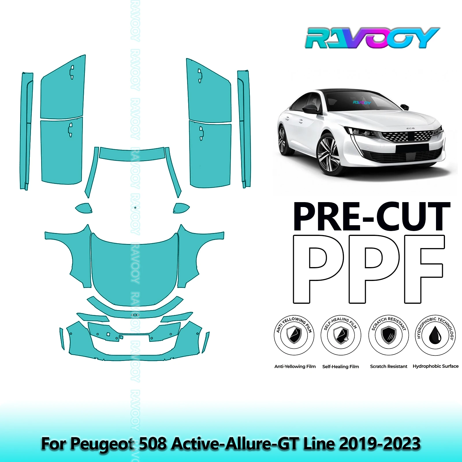 

Car Front Kit+Doors+Roof Clear Bra Precut PPF Paint Protection Film For Peugeot 508 Active-Allure-GT Line 2019-2023