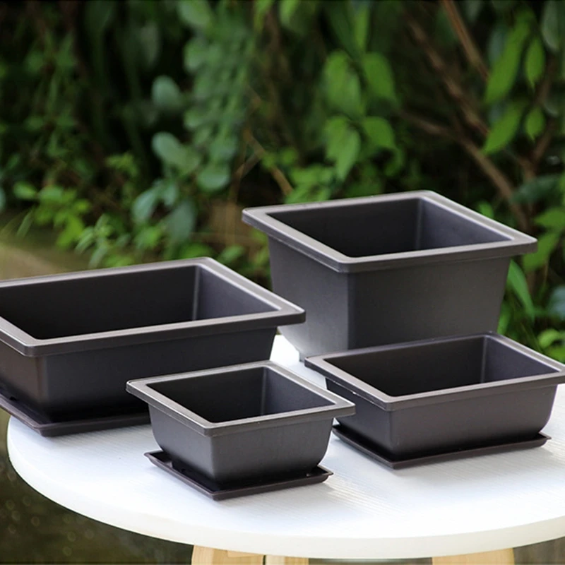 Macetas rectangulares para bonsái, maceta de plástico para entrenamiento de flores suculentas, contenedor, cesta para plantas, maceteros para jardín, balcón y jardín