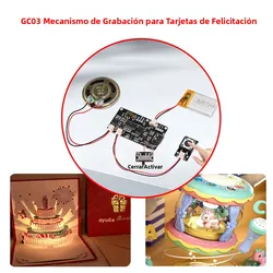 Tarjeta de grabación GC03, caja de regalo creativa con movimiento, tarjeta de cumpleaños y Navidad, cubierta de música, descarga de MP3, módulo de voz TYPE-C con altavoz