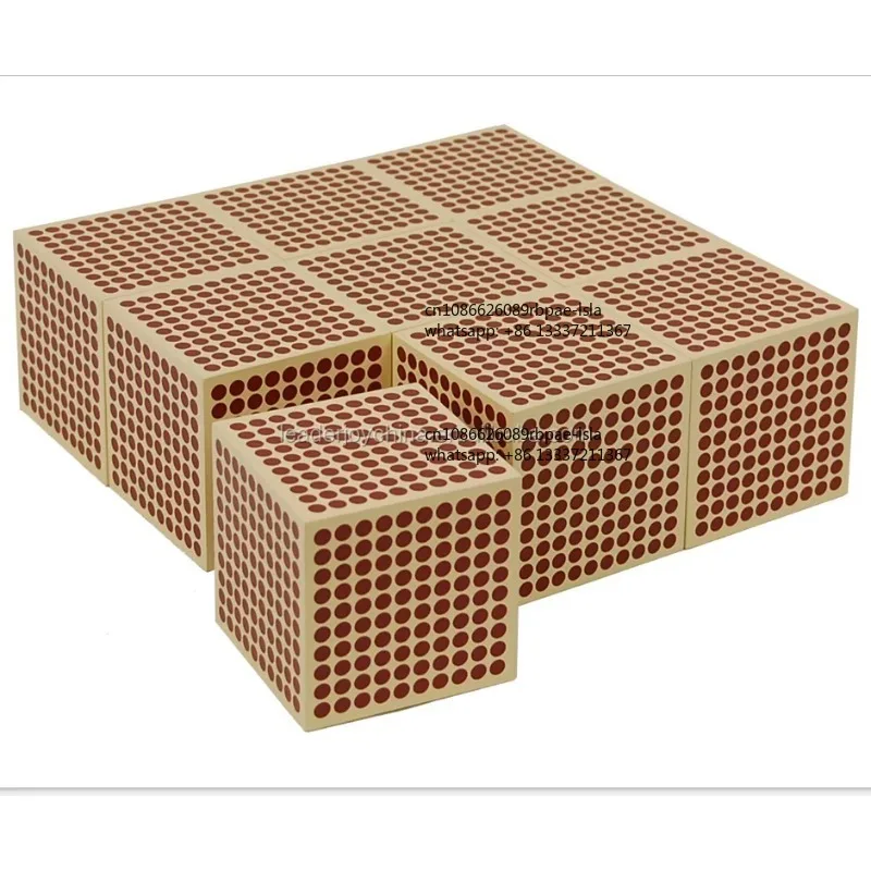 Wooden Children Learning Educational Toys Montessori Mathematics 9 Pcs Wooden Thousand Cubes for Kids