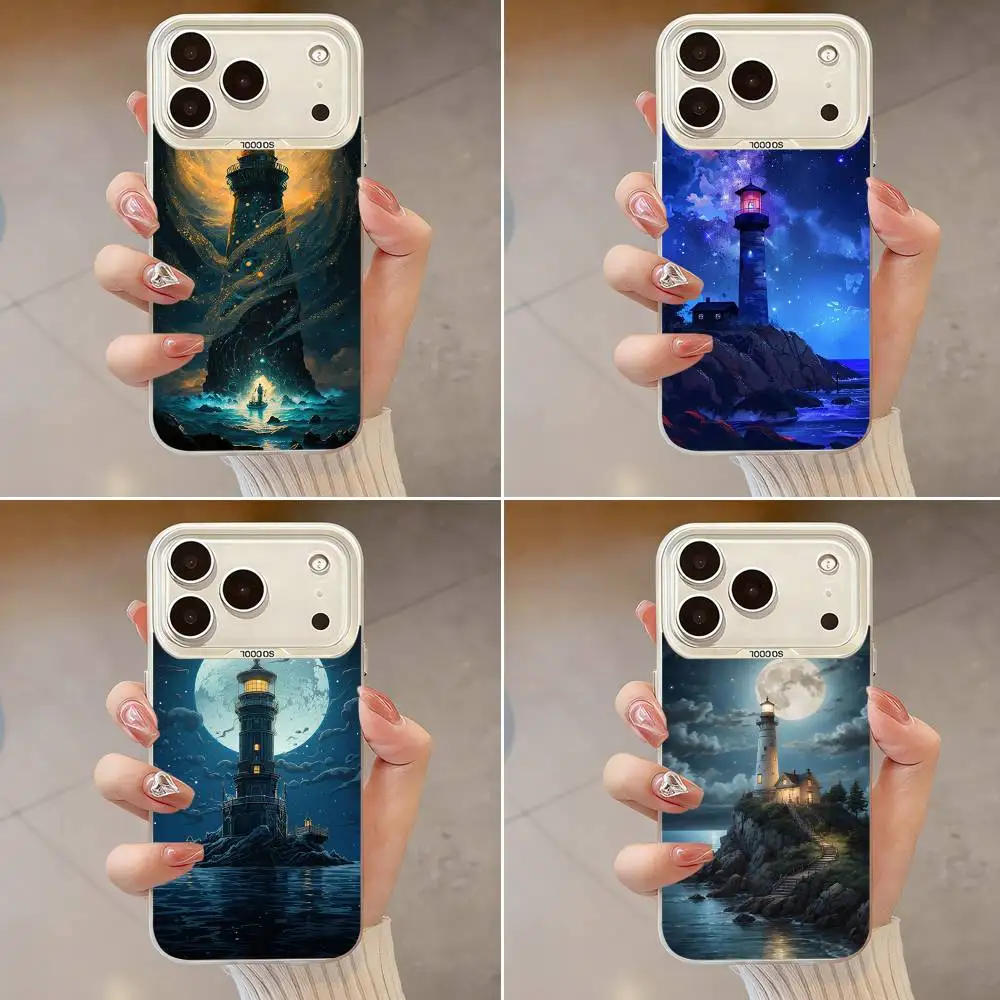 

Lighthouse Cartoon Painting Phone Case For iPhone 17,16,13,12,X,11,15,14,Pro,Max,Plus,SE4,Air,Mini White IMD HD Matte