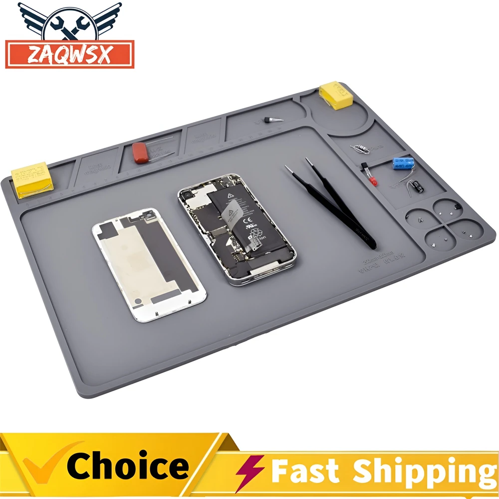 Heat Insulation Magnetic Silicone Pad ESD Work Mat for Soldering Station Laptop Tablet PC PCB Motherboard Soldering Repair Pad