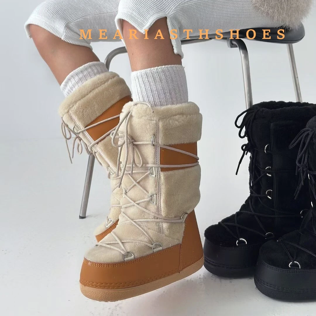 

Fashionable Mid-Calf Boot Women's Snow Boots Warmth Comfortable Shape High Top ski Boots for Winter Casual Wear Princess Series