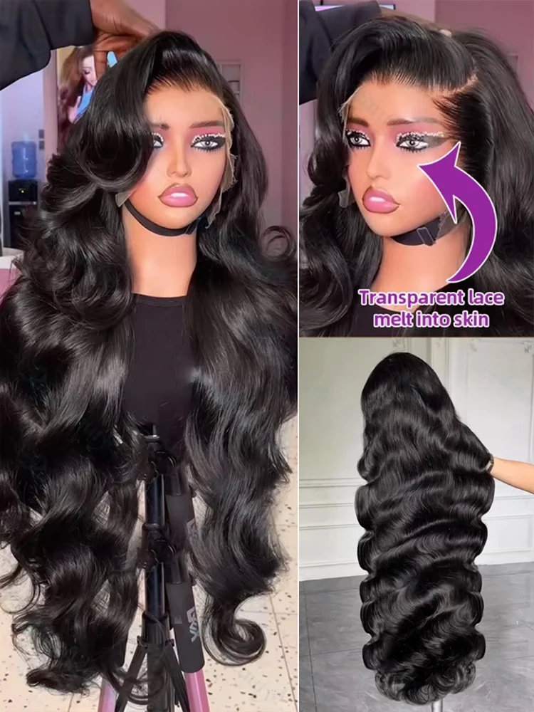 250Density 30 40 Inch 13x6 HD Transparent Body Wave Lace Front Human Hair Wigs Brazilian Wavy 13x4 Lace Frontal Human Hair Wig image 4
