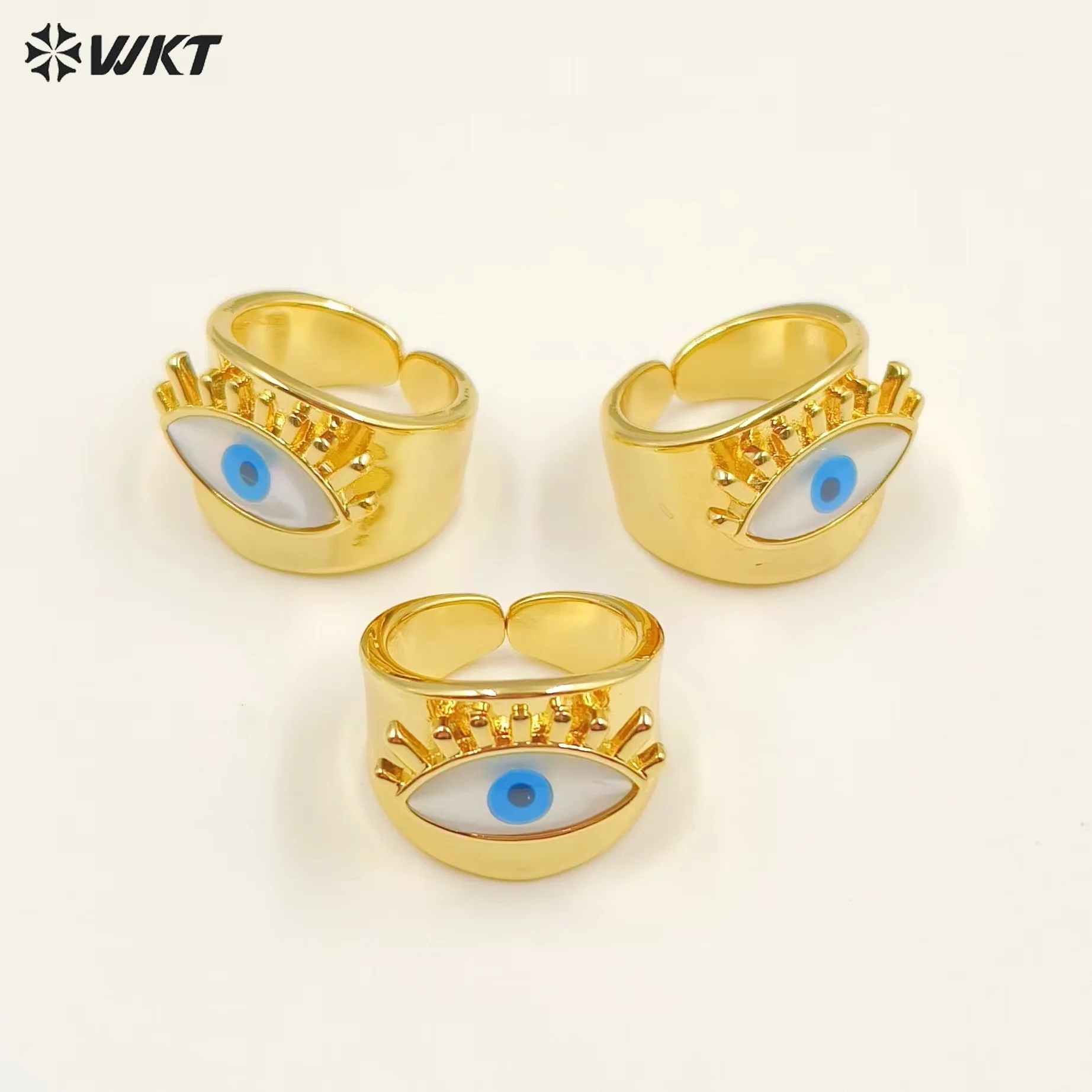 

WT-MPR064 Women Fashion 18K Real Gold Plated Natural Shell Made Attractive Eye Charming Women Wedding Ring