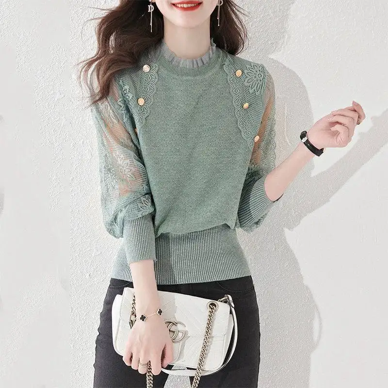 

Spring 2024 New Women's Small Fragrant Wind Knitwear Thin Hollow Sweater Round Neck Loose Short Design Sense of Niche Top L374