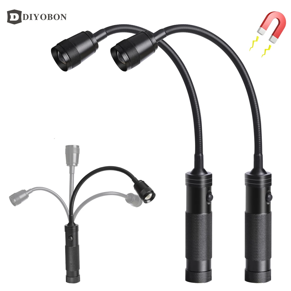 Magnetic LED Flashlight 18650 Battery Powered Barbecue Grilling Lights Waterproof Flexible Gooseneck Lamp For Outdoor BBQ